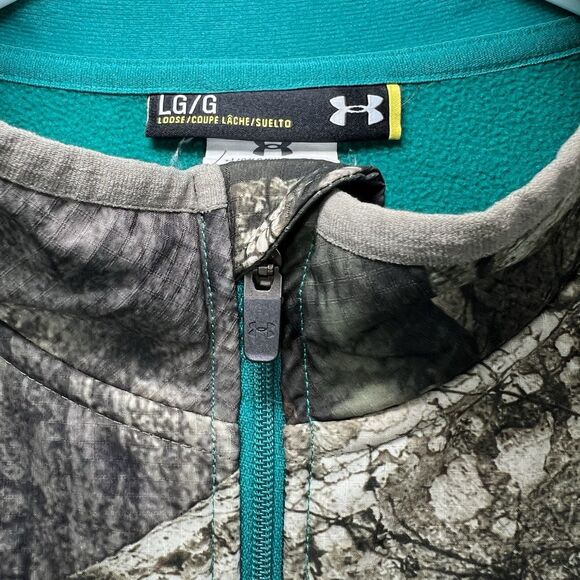 Under Armour 1/4 Zip Pullover Jacket Womens Size Large Teal Camo Colorblock - Picture 5 of 12